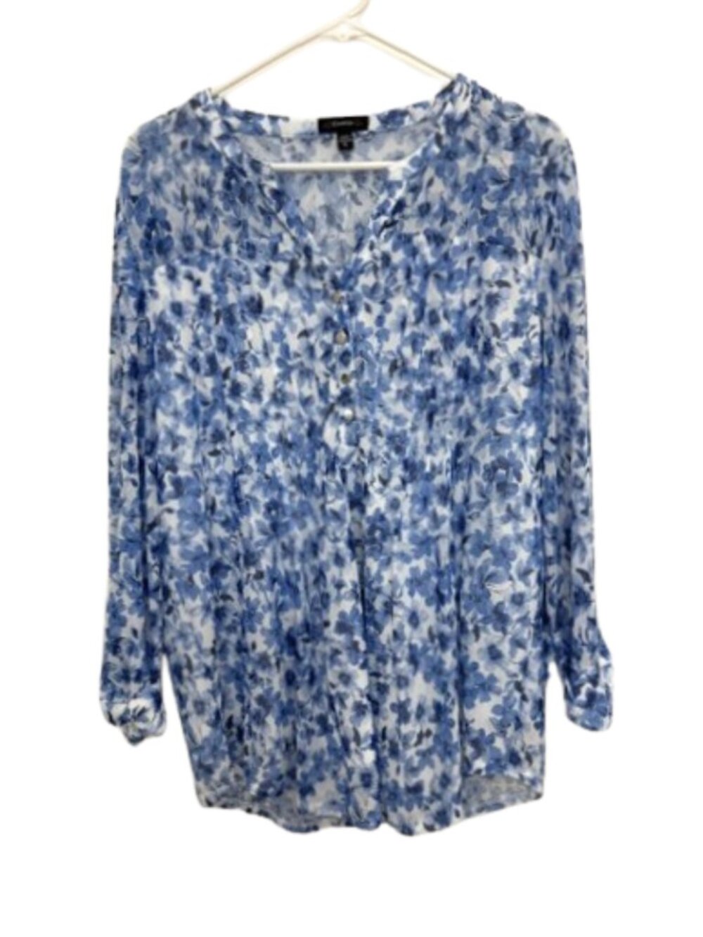 Cocomo powder blue and white pintuck top.